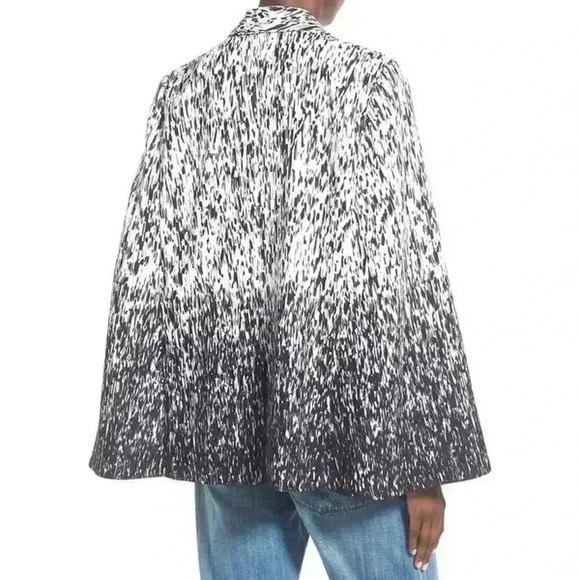 Mural Gray White Abstract Print Cape Blazer XS - Picture 2 of 13